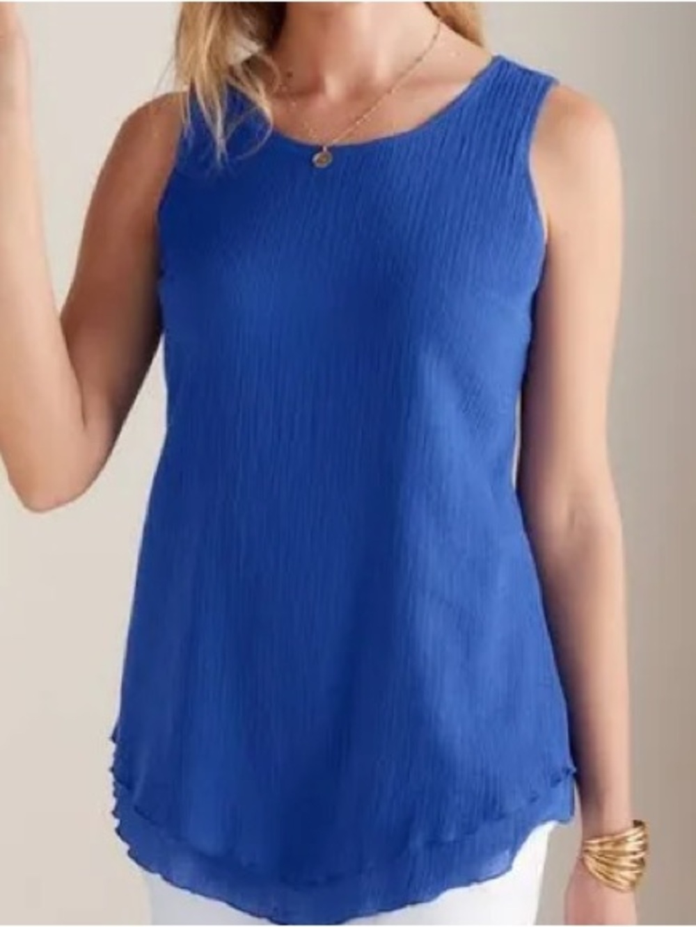 Soft Surroundings Siesta Key Tank Top Sapphire Blue Size Medium NWT